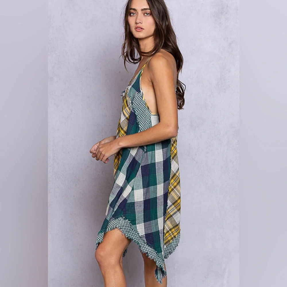 POL Patchwork Sleeveless High Low Hem Dress - Picture 3 of 7